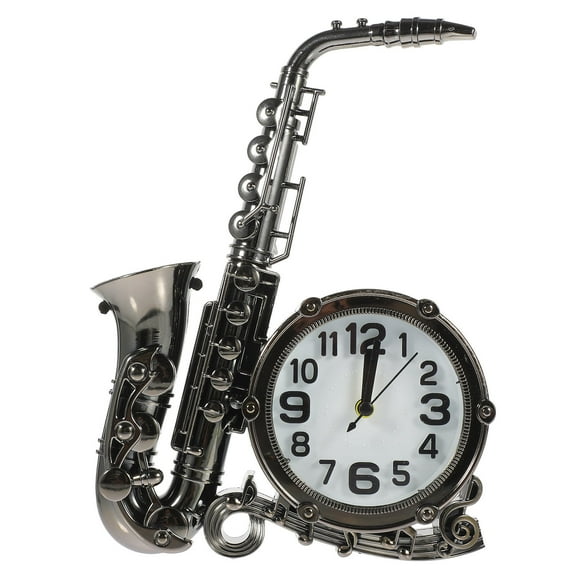 Raindrops Boho Alarm Clock Saxophone Shaped Dark Grey Timekeeping for Bedroom Home Decor 1Pcs
