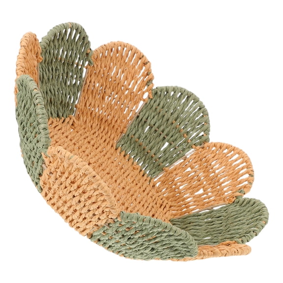 Raindrops Handwoven Paper Rope Basket Olive Green for Living Room Fruit and Snack Organization