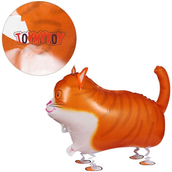 Raindrops Orange Cat-Shaped Decorate Balloons Made of Aluminium Foil for Party Decoration and Kids Fun 5pcs