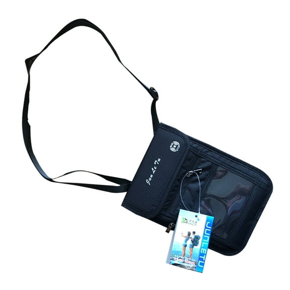 Raindrops Passport Holder Travel Wallet with Invisible Zipper Pockets and Hook Black