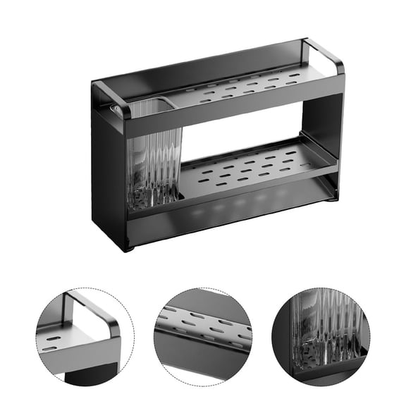 Raindrops Organizers Countertop Kitchen Shelf 29.00X18.00X9.00CM Black