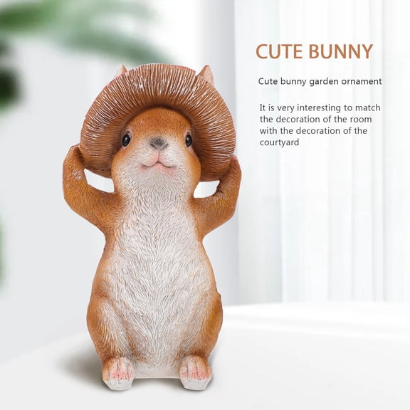 Raindrops Outdoor Bunny Statue Garden Accessories Standing Ornaments Red