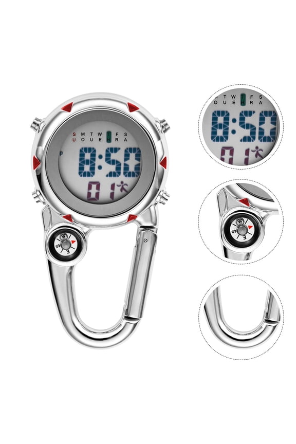 1Pc Portable Red Carabiner Watch with Shockproof Glass and Date Alarm for Outdoor Use