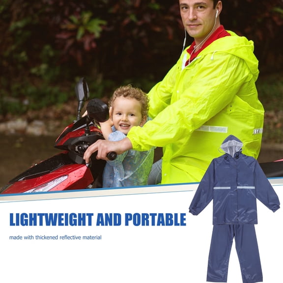 Raindrops Outdoor Reflective Motorcycle Rain Gear Navy Double Layer Split Waterproof Raincoat Pants