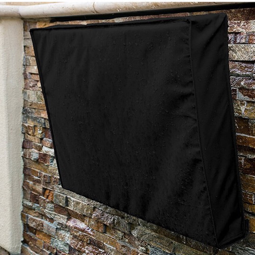Raindrops Outdoor TV Cover for 55-58Inches with Bottom Cover Weatherproof and Material with Free Microfiber Cloth Protect Your (Black)