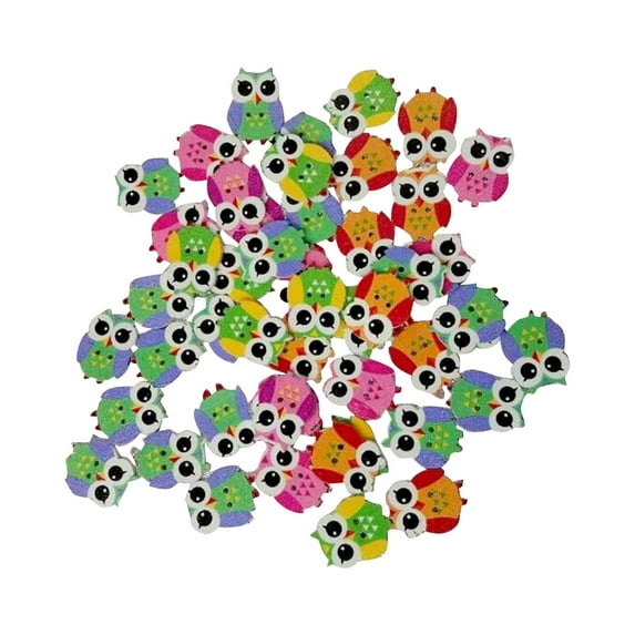 Raindrops Owl Crafting Buttons 100 Pcs Wood Material Assorted Color For Scrapbooking And Knitting