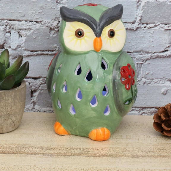 Raindrops Owl Night Light Solar LED Owls Lawn Lights Outdoor Garden Green