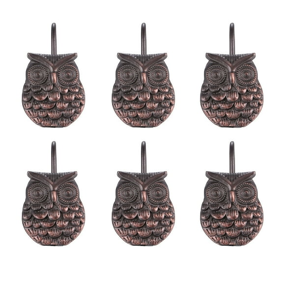 Raindrops Owl Shaped Curtain Hooks for Home Use Brown Zinc Alloy with Good LoadBearing Ability 12 Pcs