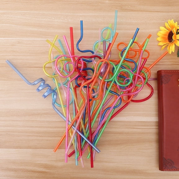 Raindrops PET Plastic Reusable Drinking Straws with Design for Parties and Daily Use Assorted Color