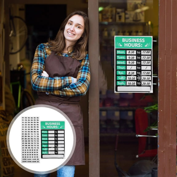 Raindrops Color Changing Business Hours Sign Set, Adhesive Open Closed Door Sticker for Store Display and Office Use