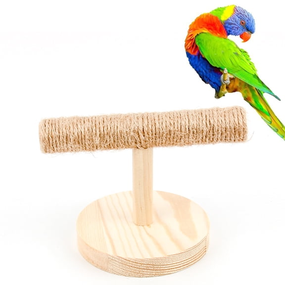 Raindrops Khaki Hemp Rope Parrot Stand Stick for Bird Climbing, Exercise, and Perching - Bird Accessory