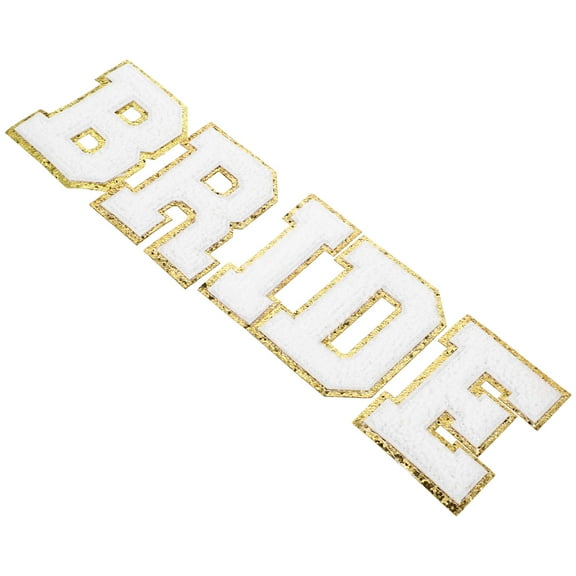 CRILSTYLEO 1Set White Bride Iron on Letter Patch for Fabric Clothes Jackets Bags Hats Easy Use