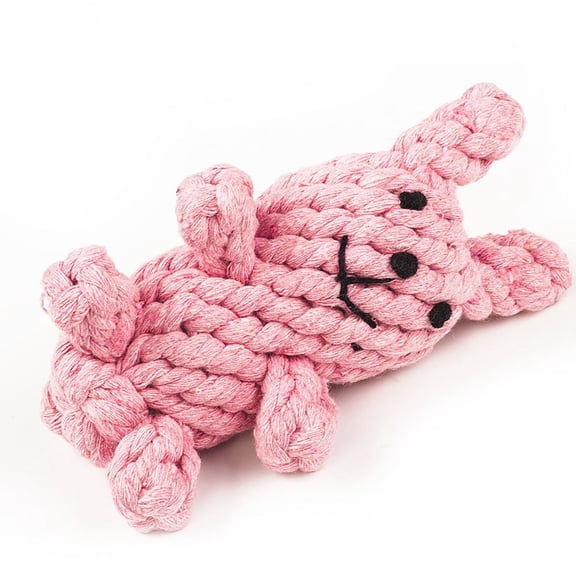 Raindrops Puppy Teething Chews for Teeth Cleaning Cotton Rope Pink Rabbit 1Pack