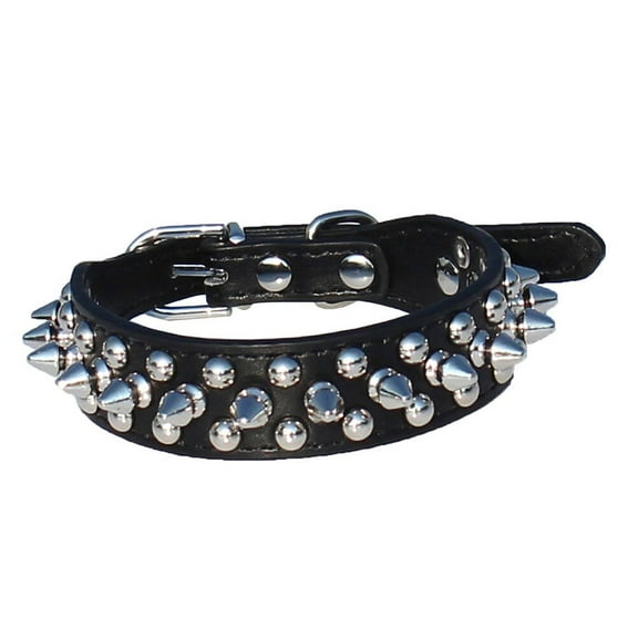 Raindrops PU Dog Collar Adjustable with Rivets and Spikes for Stylish Pets