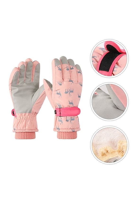 Cotton Gloves Pink 1 Pair Winter