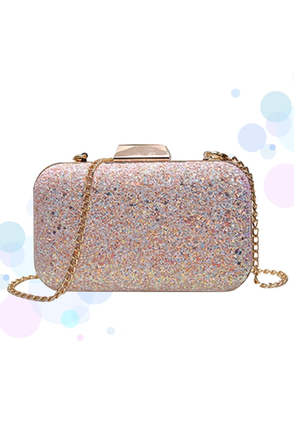 Pink Glitter Sequins Evening Handbag Crossbody Bag for Women's Perfect for Travel School and Parties 9.5 x 6.5 x 2.5 Inches