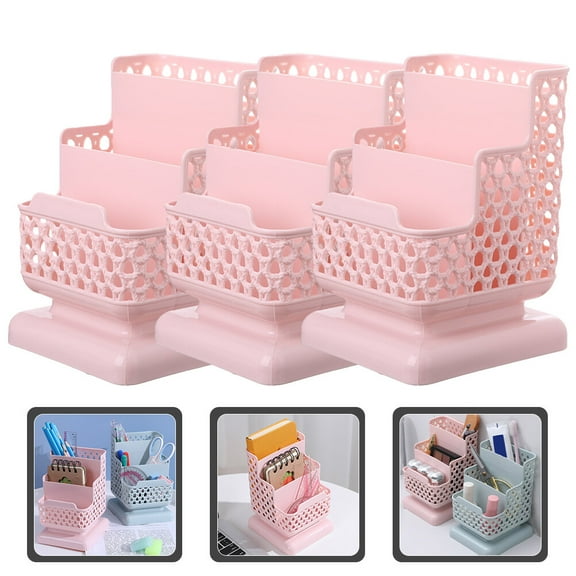 Raindrops Lotion Organizer and Skincare Desk Box Pink Plastic 3Pcs Back to School