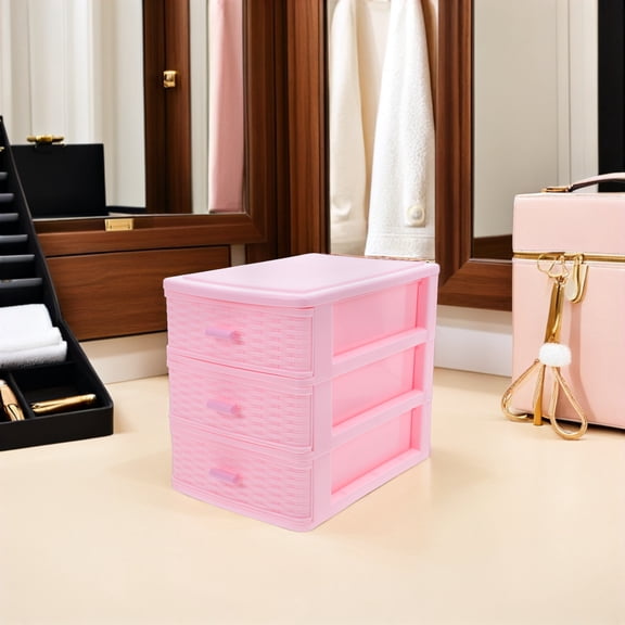 Raindrops Multi Layers Pink Plastic Desk Organizer for Efficient Categorization