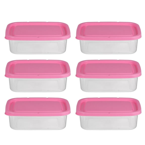 Raindrops Pink Plastic Storage Boxes for Kitchen Use with Strong Sealing 650 ml