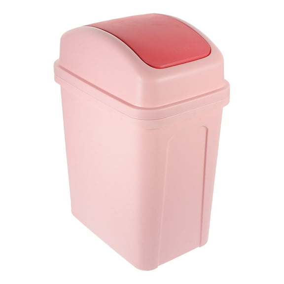 Raindrops Pink Plastic Swing Lid Trash Can for Home Use with Reliable Material and Fashionable Design 13.8 x