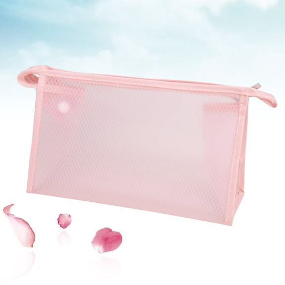 Raindrops Pink Portable Toiletry Bag with Zipper for Cosmetic Storage and Travel Convenience