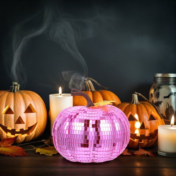 Raindrops Disco Style Pumpkin Figurine for Seasonal Party and Home Centerpiece