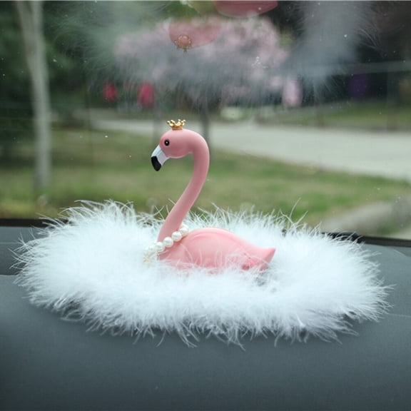 Raindrops Pink Resin Flamingo Pattern Car Decoration for Relaxing Fun in Car or Office 3.5 x 2.8 x 2.2 Inches