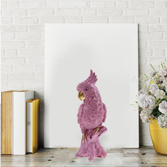 Raindrops Pink Resin Parrot Figurine for Decoration Easy to Clean and Maintain Suitable for Indoor Outdoor Use 6.5 Inches