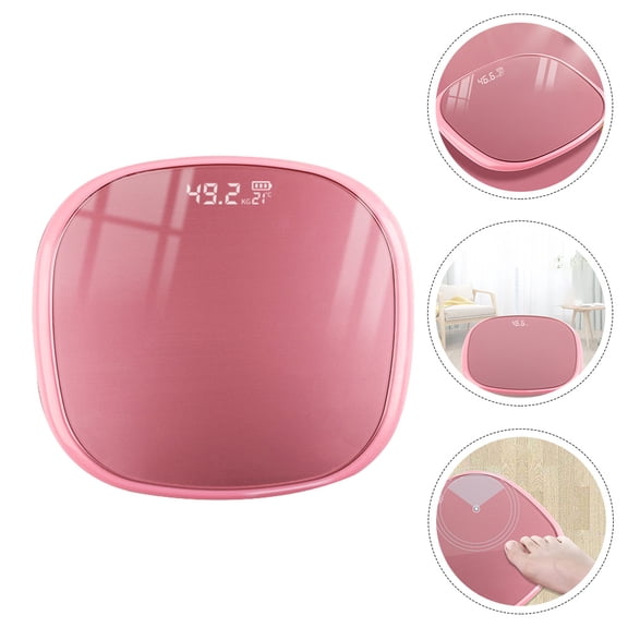Raindrops Durable Tempered Glass Scale with High Definition LED Display for Home Use Pink 1pc