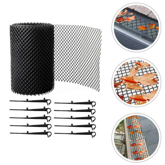 Raindrops Black Plastic Gutter Guard Mesh, Anti-Leaf , Easy Install, Home Gutter Cover, 1 Set
