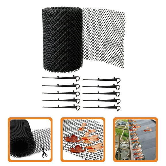 Raindrops Plastic Gutter Guard for Home Use in Black, Durable and Portable Leaf Protection Netting 4 20 ft