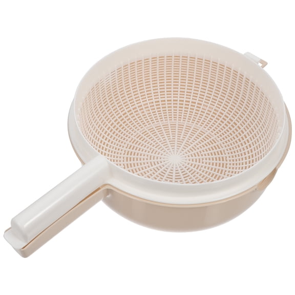 Raindrops Plastic Kitchen Colander Bowl with Double Layer Design for Efficient Draining and Serving Beige