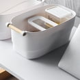thumbnail image 1 of Raindrops Plastic Storage Box Space Saving Kitchen Container Thicken File Cabinet Organizer Basket without Lid - Size: S(White), 1 of 8