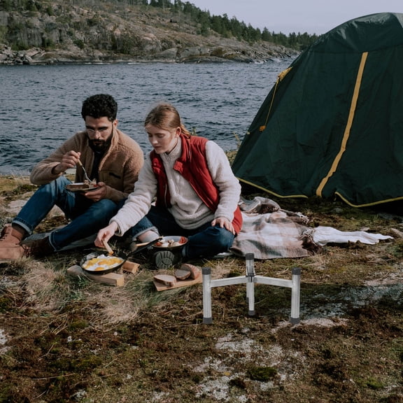 Raindrops Outdoor Fire Pit Support Stand Stainless Steel Stove Bracket for Camping Cooking