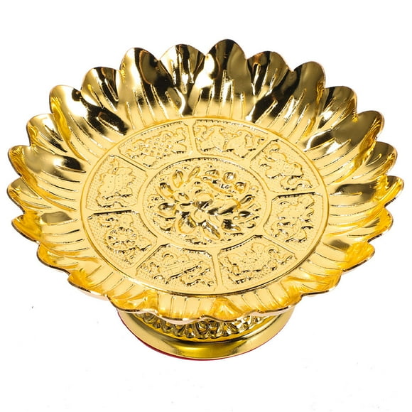 SHINYPASING Fruit Storage Offering Plate Golden Aluminum Alloy 1Pcs Religious Practitioners Use