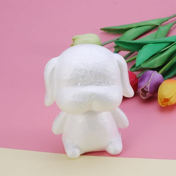 Raindrops White Puppy Shaped Modeling Foam for DIY Crafts Made of Poly Dragon Bubble Lightweight and Durable 6 x 4.5 x 3 inches