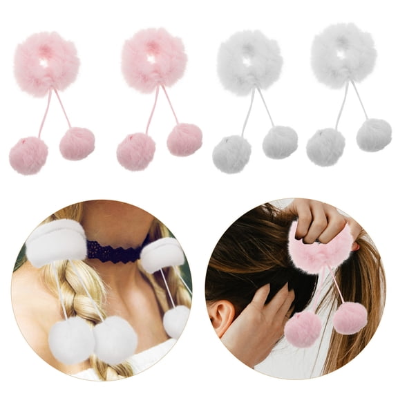 Raindrops Fuzzy Scrunchies Multi Color 4Pcs