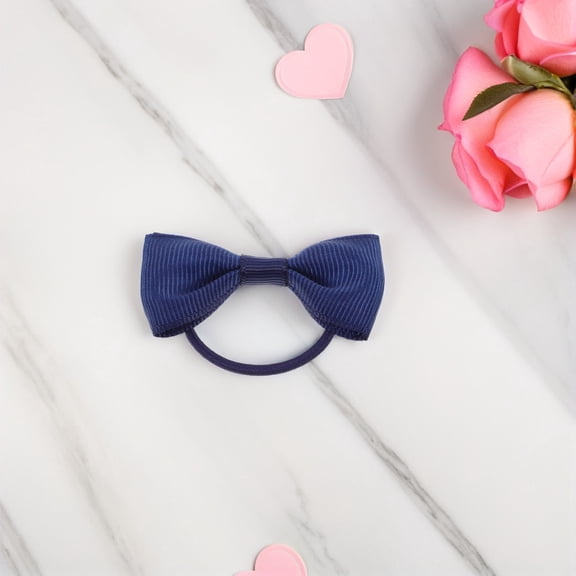 Raindrops 12Pcs Navy Bow Hair Bands Elastic Ponytail Holders Stylish School Hair Accessories