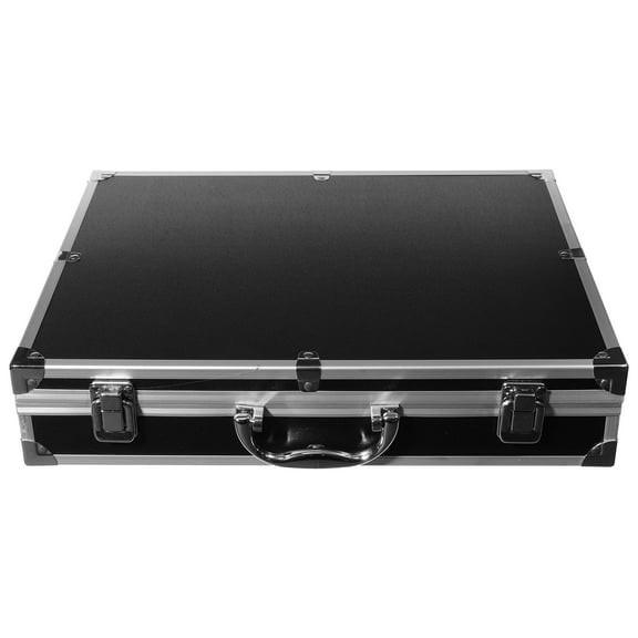 Raindrops Portable Tool Case Black Metal Briefcase Large Capacity Travel Tool Box Organizer