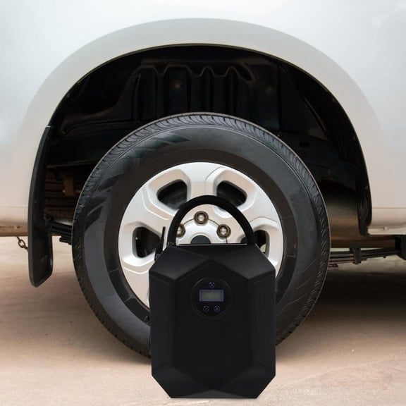 Raindrops Portable Car Air Pump with Digital Pressure Gauge for Tires Vehicles 12V Black ABS Copper