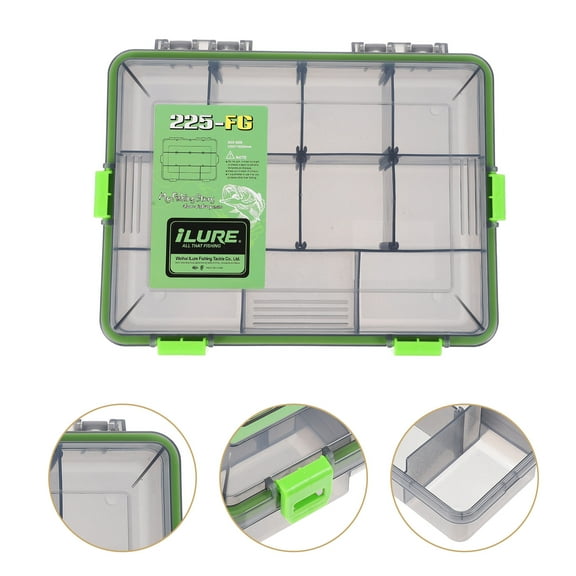 Raindrops Portable Fishing Tackle Box with Good Sealing and Waterproof Function Made of PP Green Large Capacity