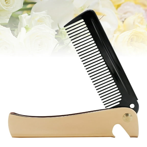 Raindrops Golden Foldable Beard Comb Comfortable Scalp Massage Hair Accessory