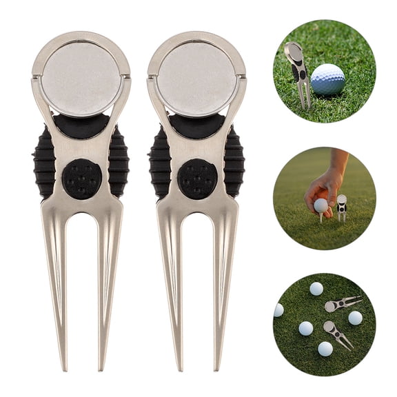 Raindrops Portable Golf Divot Repair Tool with Strong Magnets and Zinc Alloy Construction for Outdoor Use 2pcs