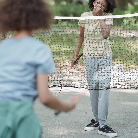 Raindrops Portable Outdoor Badminton Net with Small Mesh and Four Corner Fixing for Use Black polypropylene fiber