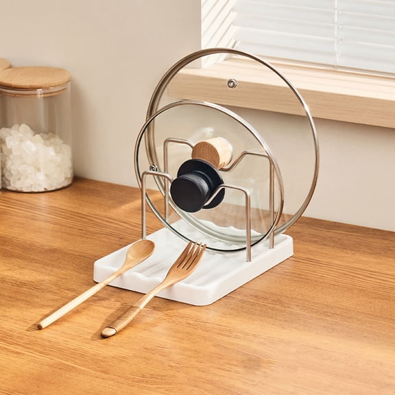 Raindrops White Pot Lid Holder with Handle Rack, Kitchen Storage Organizer for Pots and Lids, Space-Saving Design 20.10x15.10x12.90CM