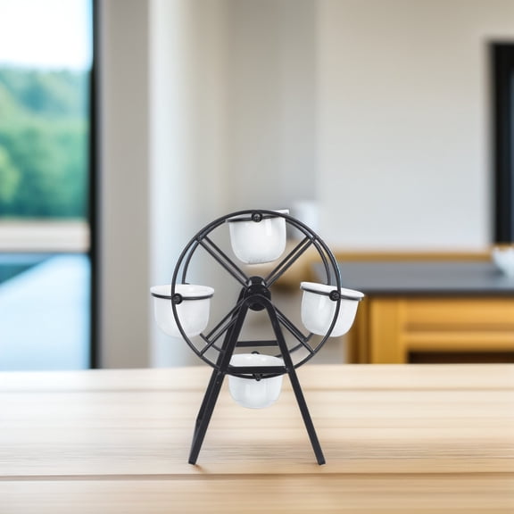 Raindrops Pots Indoor Ferris Wheel Flower Pot Desktop Ornament 26x18cm Black