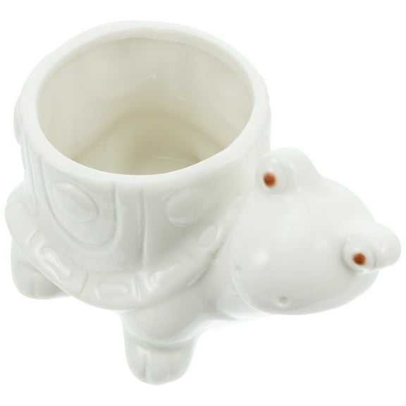 DEMACRIO Turtle Shaped Fixed Flowerpot White Ceramics 1Pcs 5.1Inch