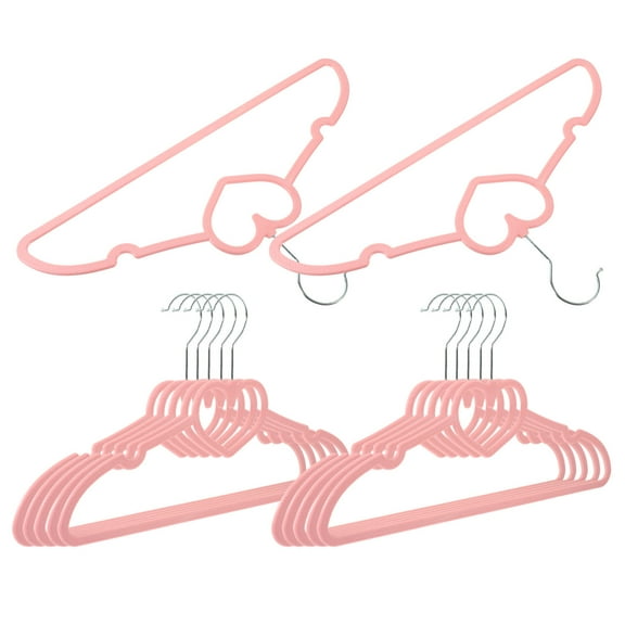Raindrops Practical ABS Clothes Hanger with Heart Shape Design and NonSlip Feature for Home Use Pink 15PCS