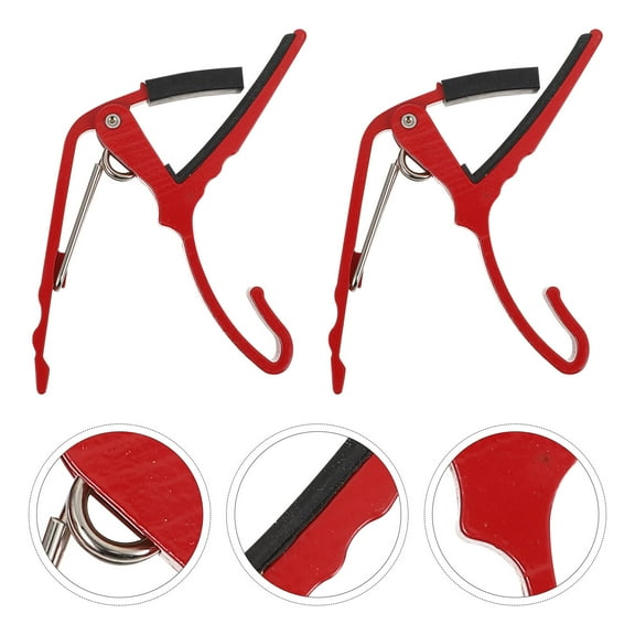Raindrops Ukulele Tone Changer Clamp for Guitar Use Red Aluminum Alloy Suitable for Electric Acoustic Guitar 2pcs