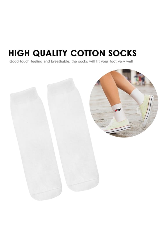 Printable Socks Sublimation Crew Sock Cotton White for DIY 6 Pairs